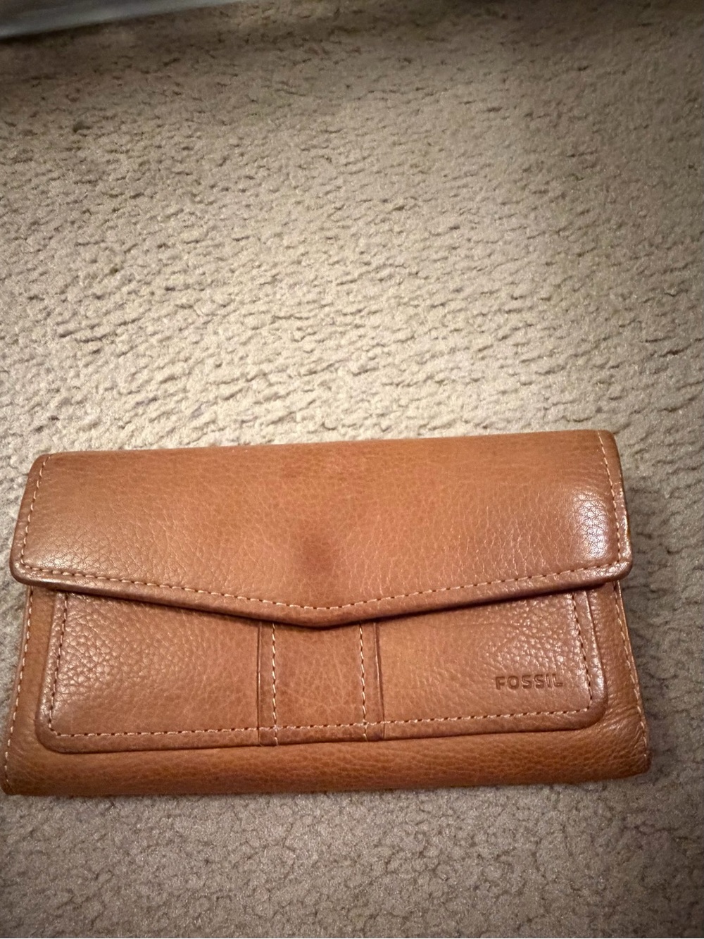 Fossil Cognac Brown Leather Clutch Wallet
